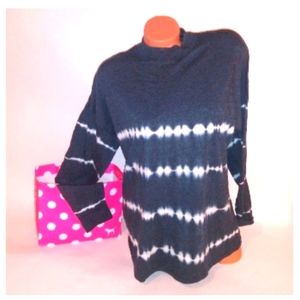 Victoria Secret PINK T Shirt Gray White Tie Dye Long Sleeve Oversized Loose Fit